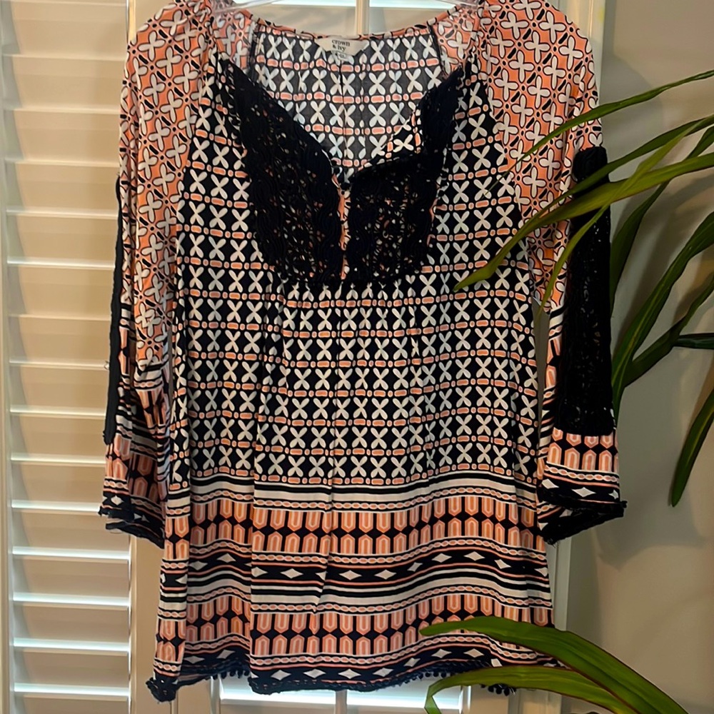 Crown and Ivy crochet trimmed tunic XS